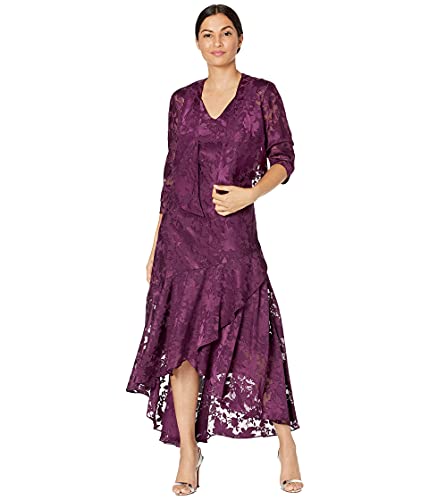 Alex Evenings Damen Bedrucktes Chiffon Schal Kleid für besondere Anlässe, Pflaume, 48 (2er Pack)