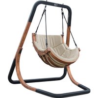AXI Capri Hängestuhl mit Gestell aus Holz | Hängesessel / Hängeschaukel Beige für den Garten | Outdoor Lounge Stuhl für 1 Person | Belastbar bis 150 kg