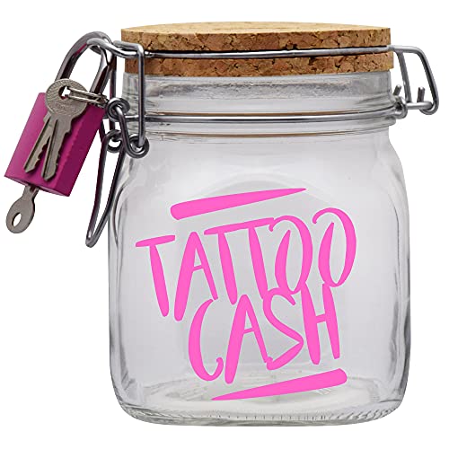 Spardose Tattoo Cash Pink Geld Geschenk Idee Transparent M