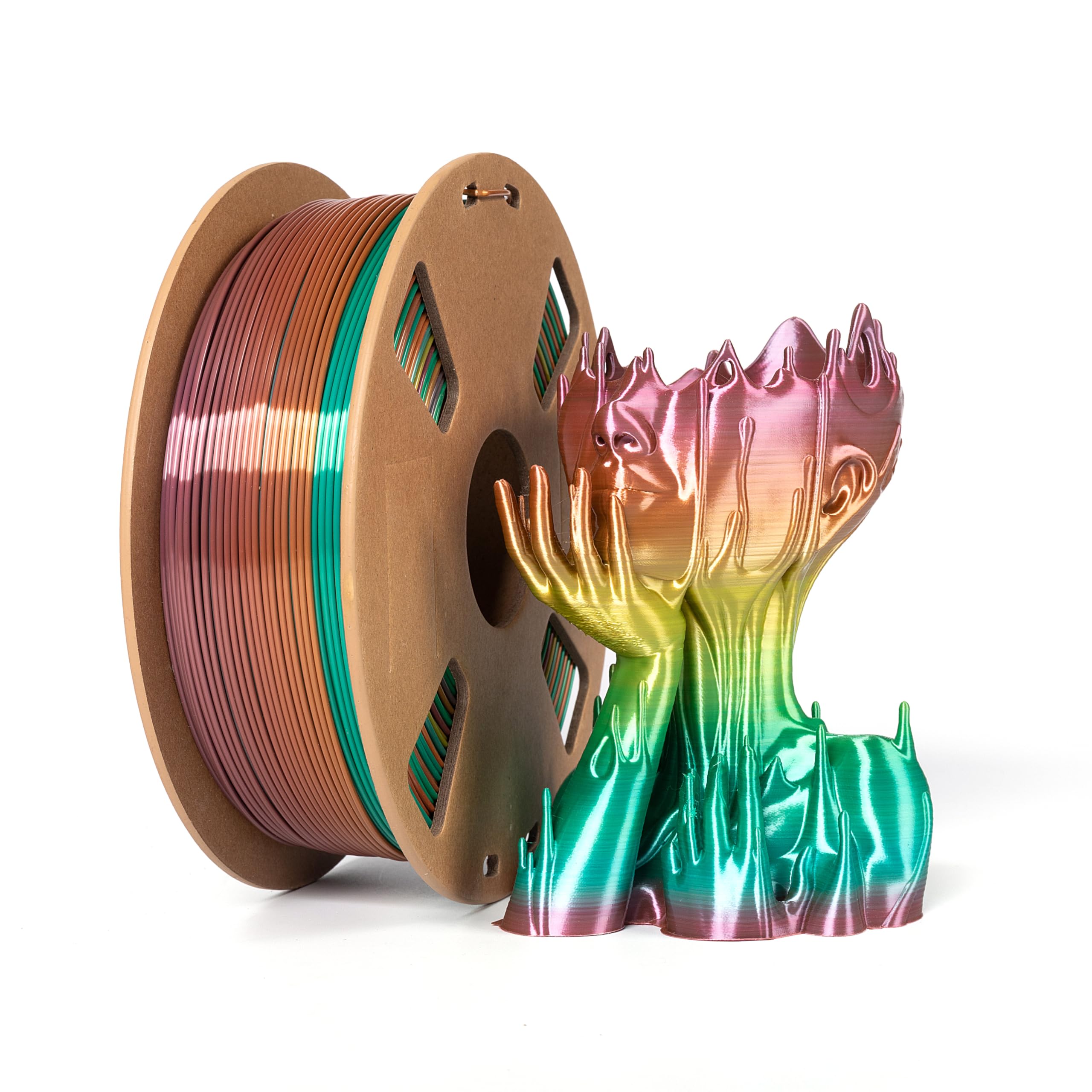 Silk PLA Filament 1.75mm Silk Regenbogen 3D Drucker Filament 1.75 1kg 2,2lb Silk PLA Silky PLA Filament Maßgenauigkeit +/- 0,02mm, 1kg (2.2lb) Spule, Silk Rainbow +/- 0,03 mm