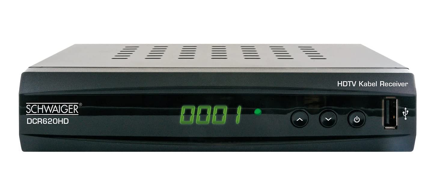SCHWAIGER DCR620HD HD-Kabel-Receiver Front-USB, Ethernet-Anschluss, Aufnahmefunktion, LAN-fähig Anzahl Tuner: 1, Schwarz