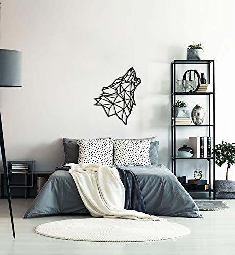 MyMaxxi | Wand Deko Heulender Wolf schwarz 36x45 cm | geometrische Wanddekoration für Wohnzimmer und Schlafzimmer | Polygon Wall Art hängend | Aesthetic Decoration Wandbild Dog Forest Animal
