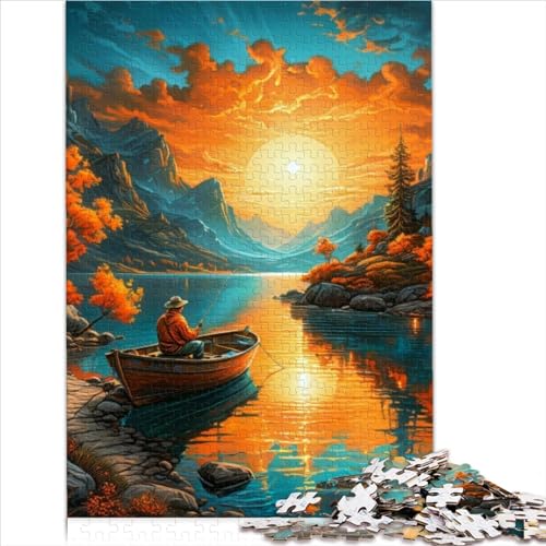 Easy Adult Jigsaw Puzzles Fishing on Boat 1000 Piece Jigsaw Puzzles for Adults Wooden Puzzle Adults Gifts Stress Reliever Difficult Challenge 1000pcs（50x75cm）