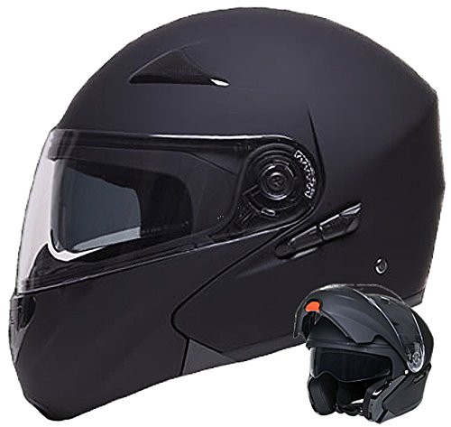 Klapphelm Integralhelm Helm Motorradhelm RALLOX 109 schwarz/matt mit Sonnenblende (S, M, L, XL) Größe M