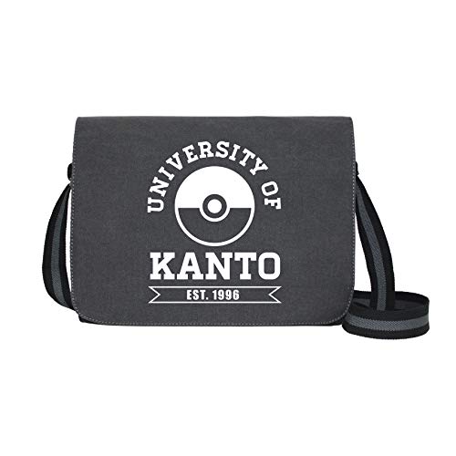 University of Kanto - Umhängetasche Messenger Bag für Geeks und Nerds mit 5 Fächern - 15.6 Zoll, Schwarz Anthrazit