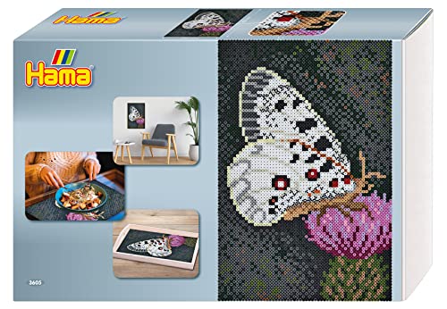 Hama Perlen 3605 Große Geschenk-Box Schmetterling mit ca. 10.000 bunten Midi Bügelperlen mit Durchmesser 5 mm, 6 Stiftplatten, inkl. Bügelpapier, kreativer Bastelspaß für Jugendliche und Erwachsene