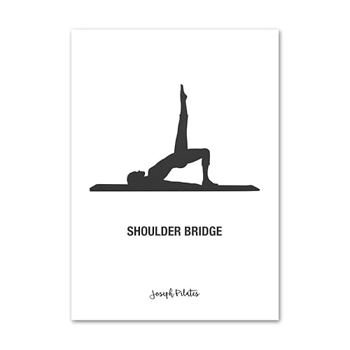 GIBOH Schwarz-weißes Pilates-Yoga-Poster und Drucke, Sport-Wandkunst, Mädchen-Fitness-Leinwandgemälde, Yoga-Bewegungen, ästhetische Bilder für Heimdekoration, 50 x 70 cm x 1, ohne Rahmen