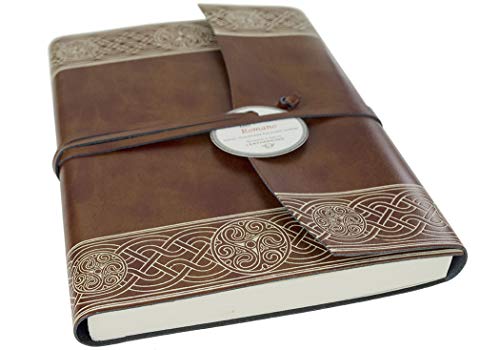 LEATHERKIND Olympia Recyceltes Leder Notizbuch Haselnussbraun, A5 (15x21cm) Blanko Seiten - Handgefertigt in Italien