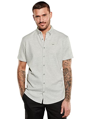 emilio adani Herren Herren Kurzarm-Hemd Slim fit, 35115, 35115, Silbergrau in Größe L