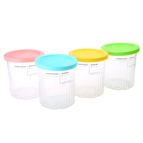 Kunststoff-Eiscreme-Ersatzbehälter für NC500 NC501 Creami Ice Cream Pints Becher mit Deckel, 4 Stück