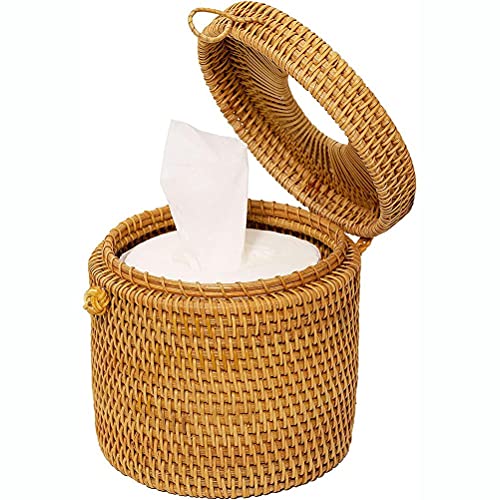Lipeed Rattan Tissue Box Toilettenpapier Box mit Deckel für Badezimmer Wohnzimmer Büroeinrichtung