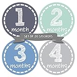Months in Motion Baby Monthly Stickers - Baby Milestone Stickers - Newborn Boy Stickers - Month Stickers for Baby Boy - Baby Boy Stickers - Newborn Monthly Milestone Stickers - Set of 20