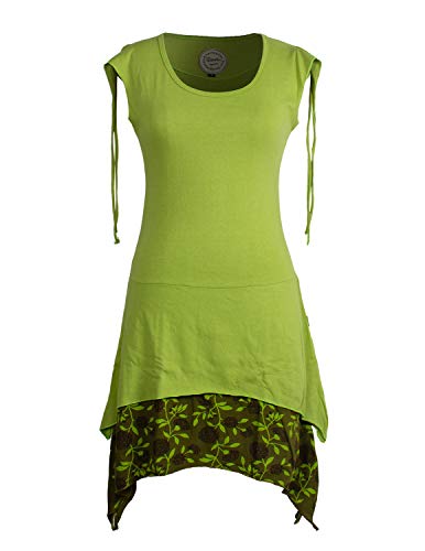 Vishes - Alternative Bekleidung - Ärmelloses Lagen-Look Elfen Zipfelkleid aus Baumwolle hellgrün 36-38