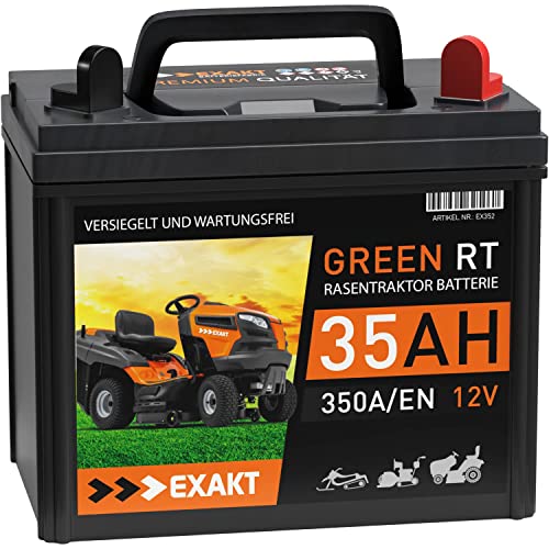 EXAKT 12V 35Ah 330A Rasentraktor Aufsitzmäher Batterie Aufsitzrasenmäher Motorrad Starterbatterie statt 30Ah 32Ah (35Ah Plus Rechts)