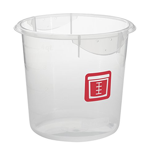 Rubbermaid Commercial Products Round Food Storage Container, Clear, Red Label, 3.8 L