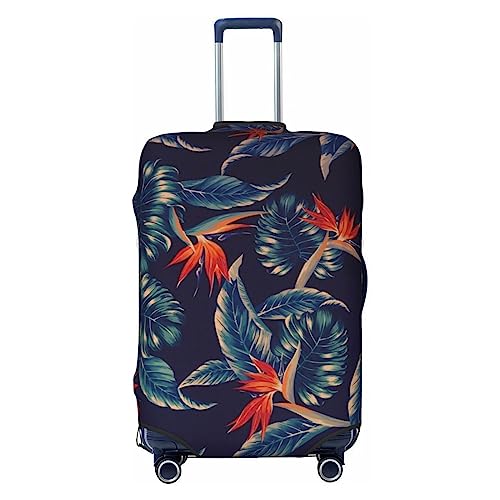 OPSREY Hawaii Tropische Blume Druck Gepäck Abdeckung Koffer Abdeckung Elastisch Waschbar Koffer Schutz Für 53-81 cm, Schwarz , XL