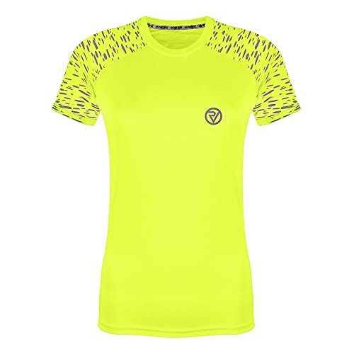 Proviz REFLECT360 Damen Sport-T-Shirt, kurzärmelig, reflektierend, atmungsaktiv, gelb, 44