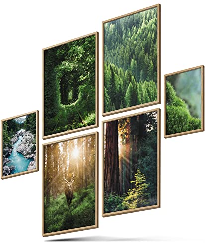 BLCKART Infinity Poster-Set Dreamy Forest - beidseitig bedruckte Wandbilder - Premium Poster - Bilder zur Wanddekoration - Größe M 4x A4 und 2x A5