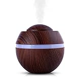 DINOWIN 400ML Aroma Diffusoren Holzmaserung Luftbefeuchter Aromatherapie Luftbefeuchter für Schlafzimmer, Ofiice, Yoga, SPA (Tiefe Holzmaserung)