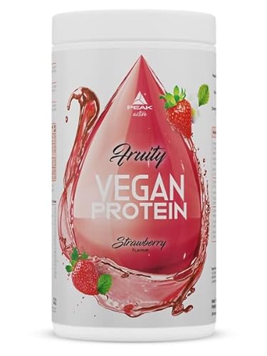 PEAK Fruity Vegan Protein - 400g Geschmack Strawberry I Eiweiß I Erbsenprotein Hydrolysat I fettfrei I ohne Zuckerzusatz I BCAA I perfekte Löslichkeit I Muskelaufbau I Softdrink I Erfrischungsgetränk