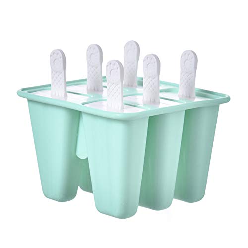 Uranbee Eisformen Silikon EIS am Stiel Formen, EIS Selbst Machen Behälter, BPA Frei, Stieleisformer Wiederverwendbar (Grün, 6 Stück)