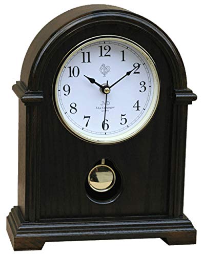 CLOCKVILLA HETTICH-UHREN Klassische Tischuhr Kaminuhr mit Pendel Uhr Westminster Stundenschlag Nussbaum (nussbaum, 24 x 30,5 x 9 cm)