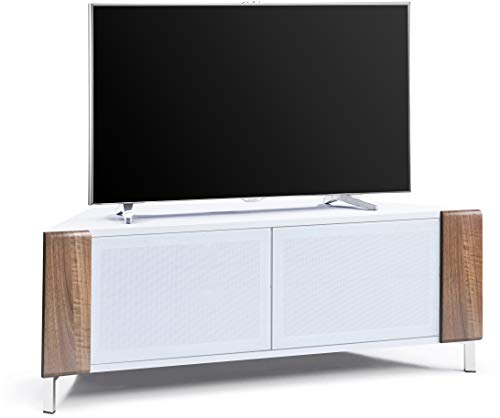 MDA Designs Corvus Schrank, für Flachbildfernseher bis 127 cm (50 Zoll), Weiß Walnut Side Profiles