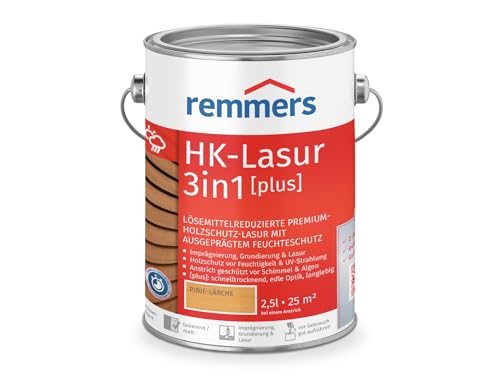 Remmers Aqua HK-Lasur 3in1 pinie/lärche, matt, 2,5 Liter, Holzlasur, Premium Holzlasur außen, 3fach Holzschutz mit Imprägnierung + Grundierung + Lasur