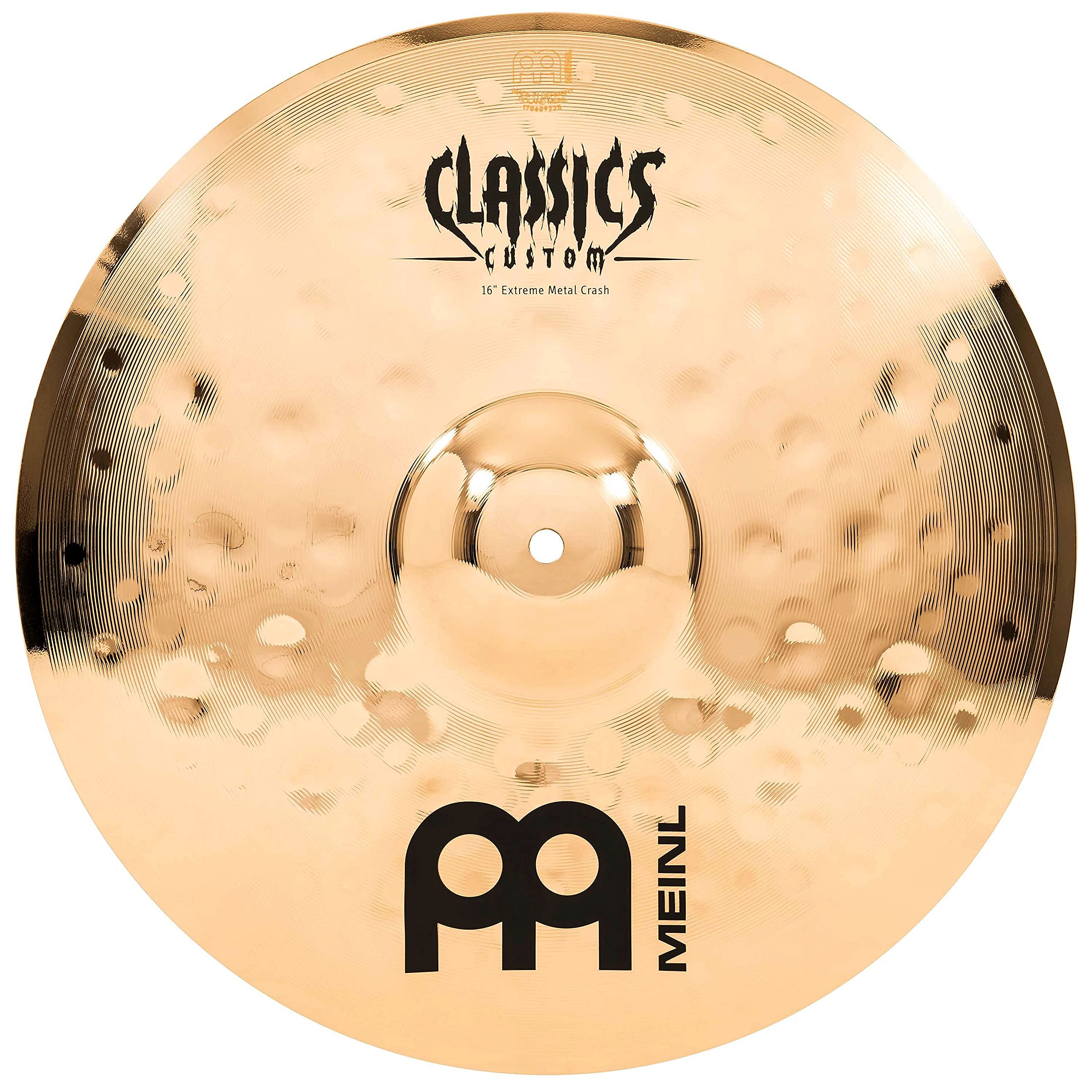 Meinl Cymbals Classics Custom Extreme Metal Crash —16 Zoll (Video) Schlagzeug Becken (40,64cm) B12 Bronze, Brilliantes Finish (CC16EMC-B)