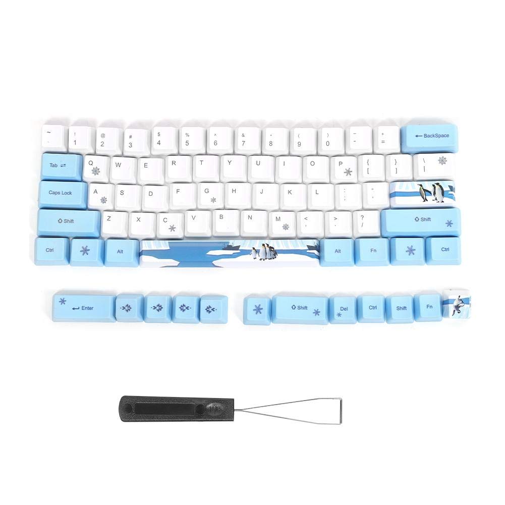 Hopcd Fünfgesichtige gefärbte Anime-Stil PBT mechanische Tastatur Ersatz Bouton Keycaps Set DIY Sublimation PBT Keycaps - 73PCS(Pinguine)