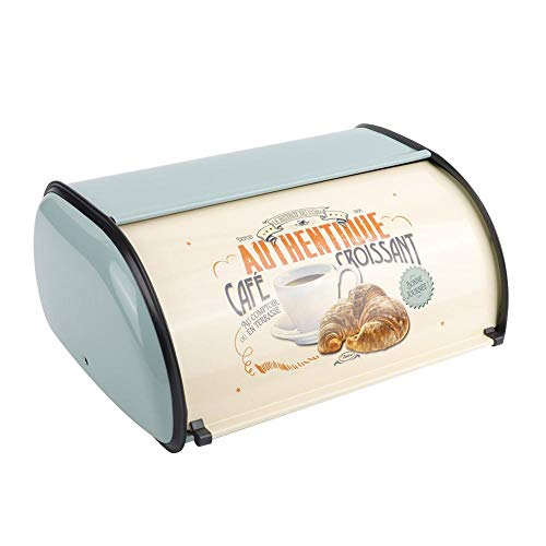 Metallbrotbox, Brotbehälter mit Rolldeckel für Küchenarbeitsplatte(BLAU)