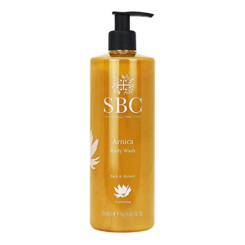 SBC Skincare - Duschgel Muskelentspannend mit Arnika - 500 ml - Lindert Muskelbeschwerden und Spendet Feuchtigkeit - Duschbad Feuchtigkeitsspendend - Arnica Body Wash