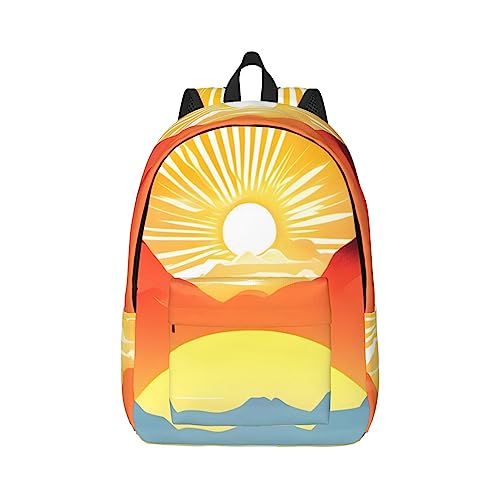 Bright Sunrise Seesack aus Segeltuch, große Kapazität, mit verstellbaren Schultergurten, für Schule, Outdoor-Sport, Schwarz , S