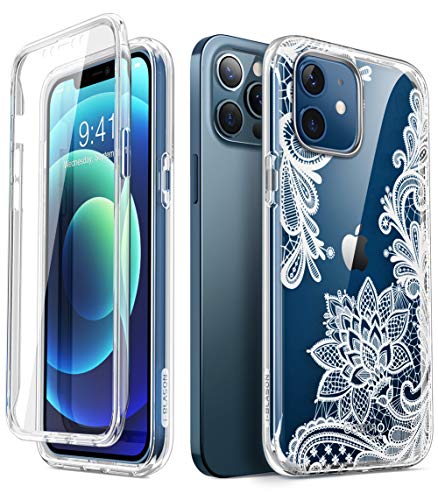 i-Blason Glitzer Hülle für iPhone 12 / iPhone 12 Pro (6.1'') Handyhülle 360 Grad Case Bumper Schutzhülle Cover [Cosmo] mit Displayschutz 2020, Lace