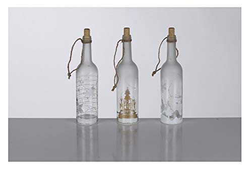 Drei Glasflaschen LED Lichterkette Set Weihnachten Weinflaschen Flaschenlicht