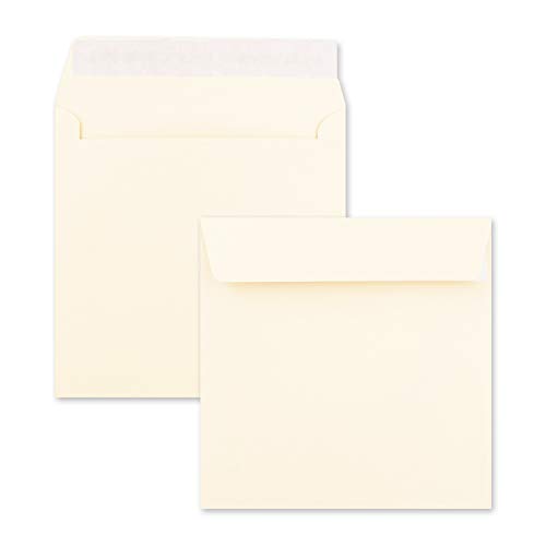 400 x Kuverts in Creme - quadratische Brief-Umschläge - 15,5 x 15,5 cm - Haftklebung - matte Oberfläche - formstabile Post-Umschläge