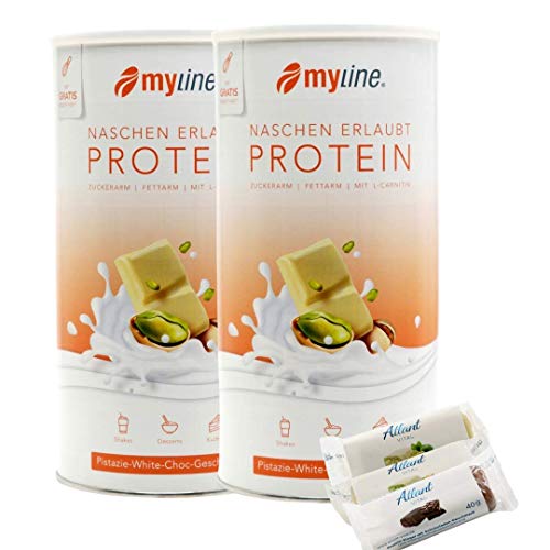 Myline Doppelpack Protein Eiweißshake + 3 Proteinriegel (Pistazie- Pistazie)