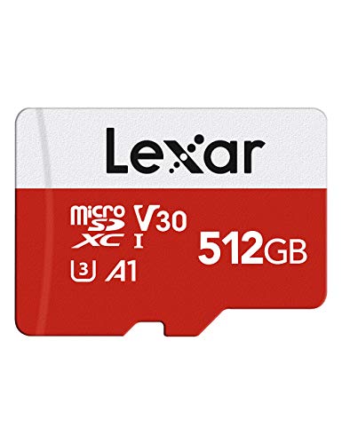 Lexar Micro SD Karte 512GB, Speicherkarte Micro SD mit SD Adapter, Bis zu 100 MB/s Lesegeschwindigkeit, UHS-I, U3, A1, V30, C10, 4K UHD microSDXC Memory Card