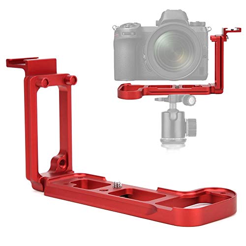 Goshyda Schnellwechselplatte für Nikon Z6/Z7, spiegellose Kamera Aluminiumlegierung Griff L Vertikale Schießhalterung Schnellwechselplatte mit heißer Schuhhalterung(rot)