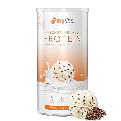 Myline Protein Shake Eiweißpulver viele Geschmacksrichtungen 400g + Maßband (Stracciatella)