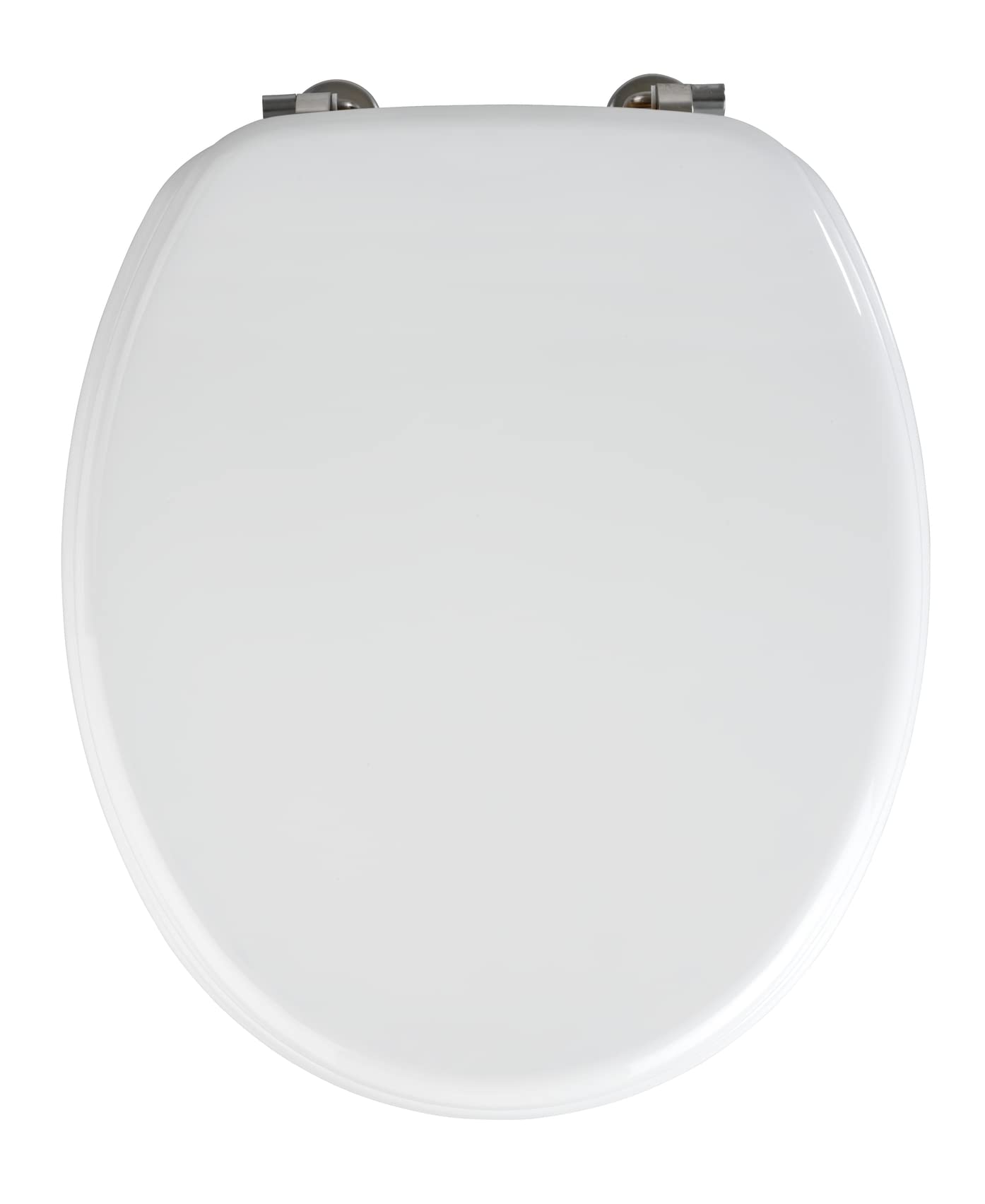 WENKO WC-Sitz Valencia Weiß - Toilettensitz, rostfreie Edelstahlbefestigung, MDF, 36 x 43 cm, Weiß