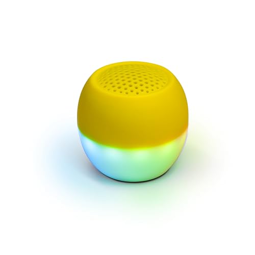 Boompods Soundflare - Nachhaltiger tragbarer Mini Bluetooth Lautsprecher, hergestellt aus Ozean gebundenen Kunststoffen, Outdoor Lautsprecher klein, IPX6 wasserdicht, 5 Std Spielzeit, Mikro, Gelb