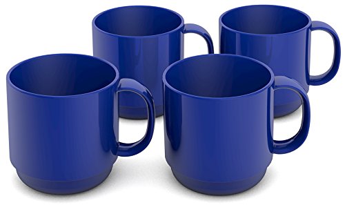 Ornamin Becher 220 ml blau 4er-Set (Modell 508) / Mehrweg-Becher Kunststoff, Kaffeebecher, Henkelbecher