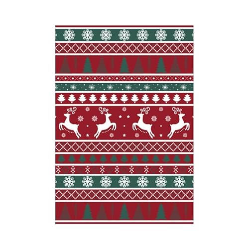 ISOLAY Persischer Windteppich, Motiv: Weihnachtsfest, Retro, amerikanischer Spleißen, rund, wasserabsorbierend, rutschfest, verdickt, geeignet für verschiedene Anlässe (1120 x 120 cm)