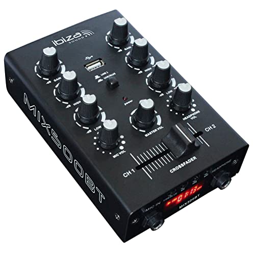 Ibiza MIX500BT 2-Kanal DJ Mischpult mit Bluetooth-Schnittstelle, USB-Port und einem integrierten Medien-Player