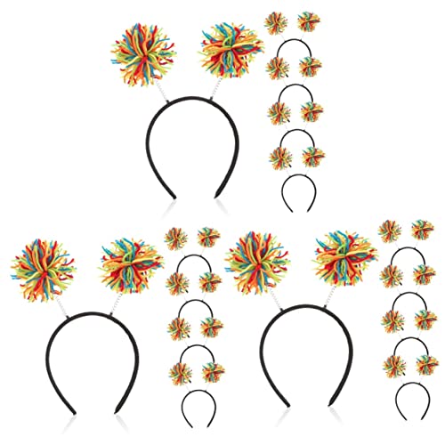 10 Stück Festival Stirnband Jahr Pom Party kreative neue Creolen Stirnbänder for Haar Geburtstagszubehör Schönheitr ( Color : Colorfulx3pcs , Size : 25X21CMx3pcs )