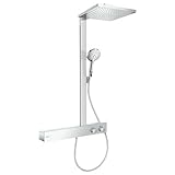 hansgrohe Duschsystem Raindance E 300 Regendusche (Duschkopf, Duschstange, Thermostat, Schlauch, 3 Strahlarten) Chrom