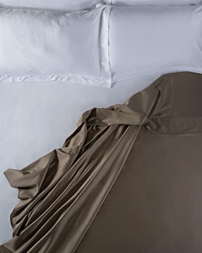 LENZUOLISSIMI - Queen-Bettlaken für Doppelbett, aus Baumwollsatin, Fadenzahl 300, 240 x 290 cm,, Bronze