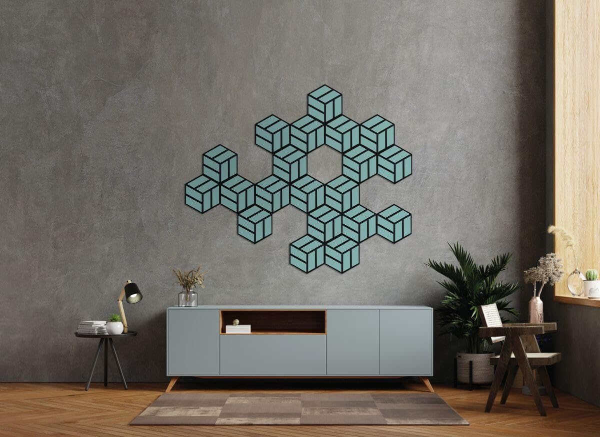 Gedotec Hexagon Akustikpaneele Holz | Ocean Splash | 2 Stück | Wandpaneele Holz | Made in AUSTRIA | Wanddekoration | 300 x 260 x 19 mm | Schalldämmung | Gaming Deko | aus recyceltem Filz