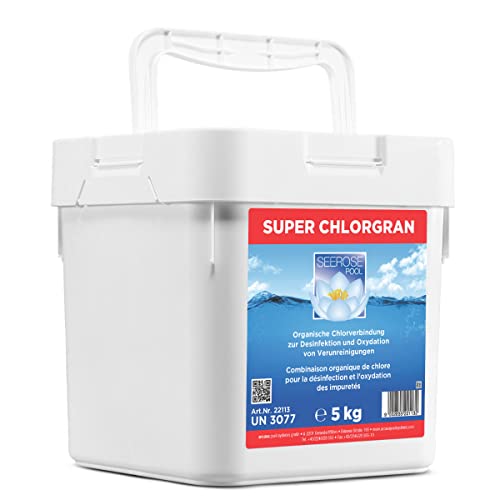 Seerose Super Chlor Granulat 5 kg organisch Desinfektion Erstbefüllung Algenbefall Stoßchlorung Schnellchlorung Wasserpflege Pool Schwimmbecken